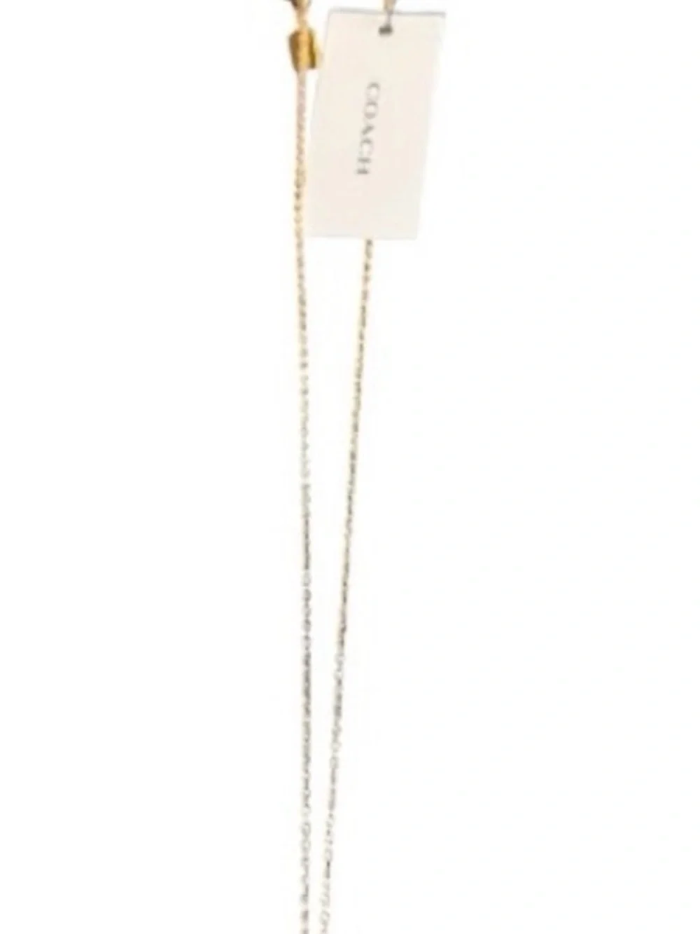 COACH Gold Tone Adjustable Chain Necklace Heart Engraved Monogram Pendant NWT - Picture 4 of 6